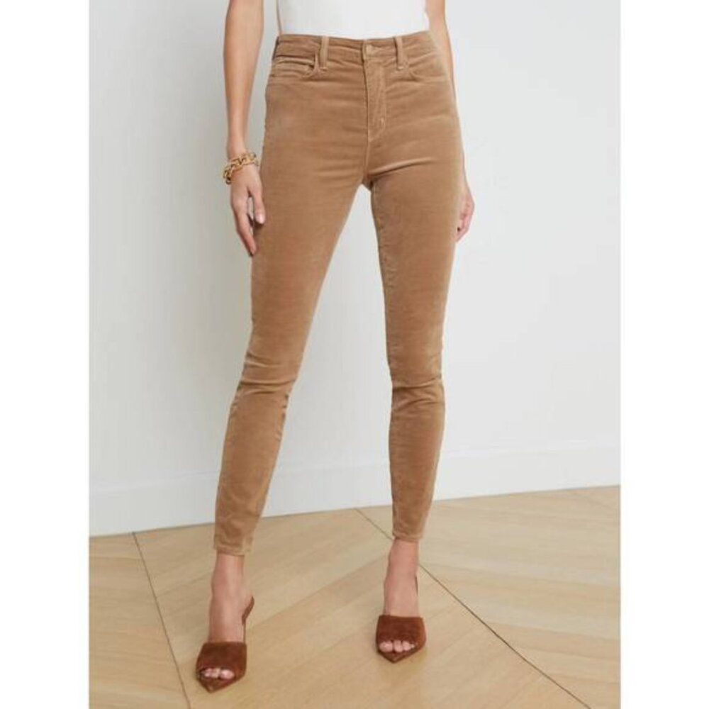 L'Agence Monique Ultra High Rise Skinny Velvet Pants Dark Cappuccino NWOT 28